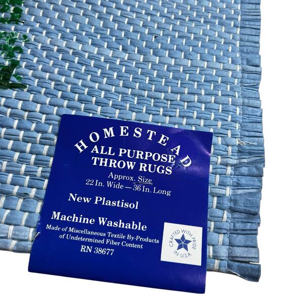 Rustic cabin Welcome braided throw rug Blue with deer trees  22" Wide X 35" long - Picture 4 of 4